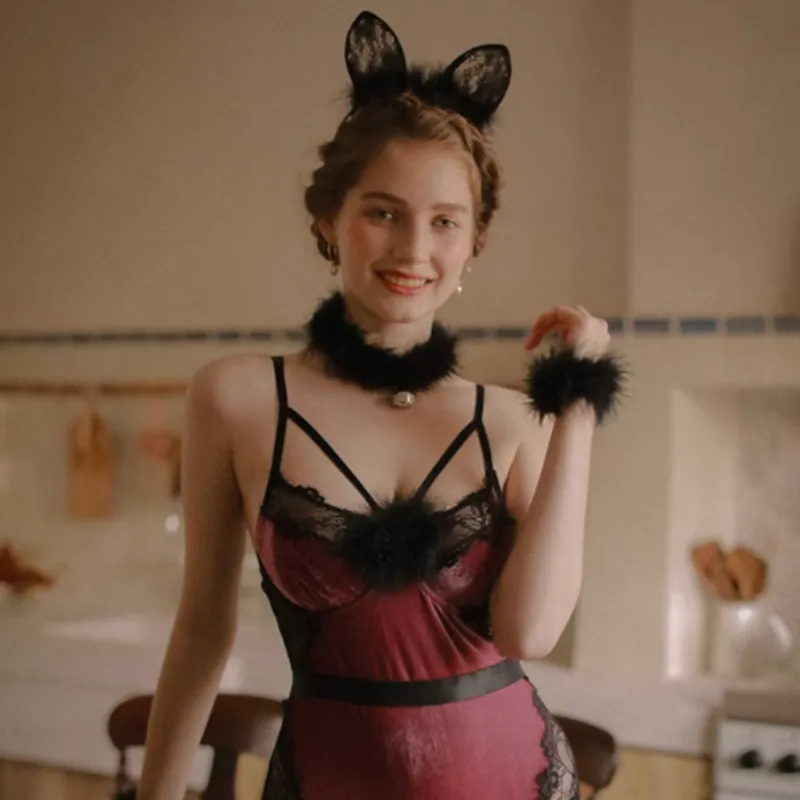 Red Velvet Bodysuit Lingerie