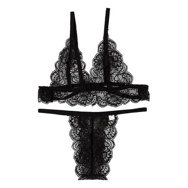 Sex Lace Underwear Set Women Bra And Panty Set Sutia Bra Set Ropa Interior Sexy Lingerie Porno Transparent Bralette Set Lenceria