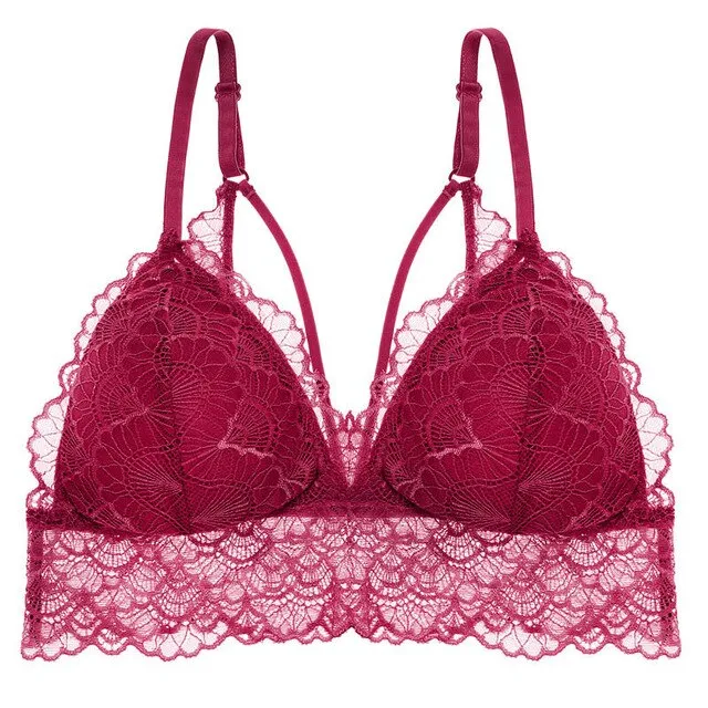 Sexy Backless Lace Bralette Deep V Lace Women Bra French Style Bralette Wireless Thin Underwear Sexy Lingerie Girls 3/4 Cup Bras