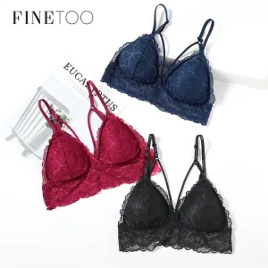 Sexy Backless Lace Bralette Deep V Lace Women Bra French Style Bralette Wireless Thin Underwear Sexy Lingerie Girls 3/4 Cup Bras