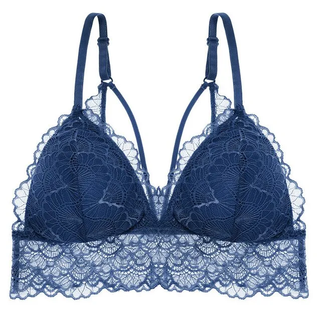 Sexy Backless Lace Bralette Deep V Lace Women Bra French Style Bralette Wireless Thin Underwear Sexy Lingerie Girls 3/4 Cup Bras