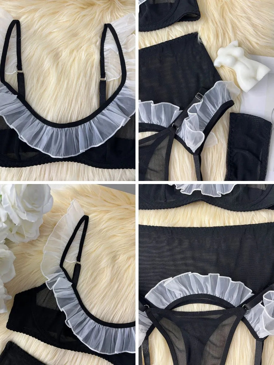 Sheer Maid Garter Belt Set