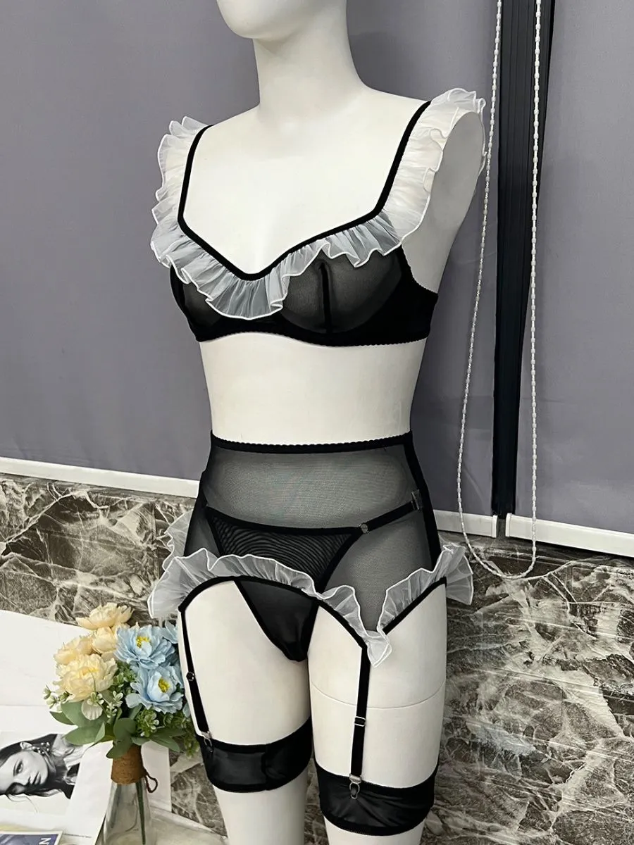 Sheer Maid Garter Belt Set