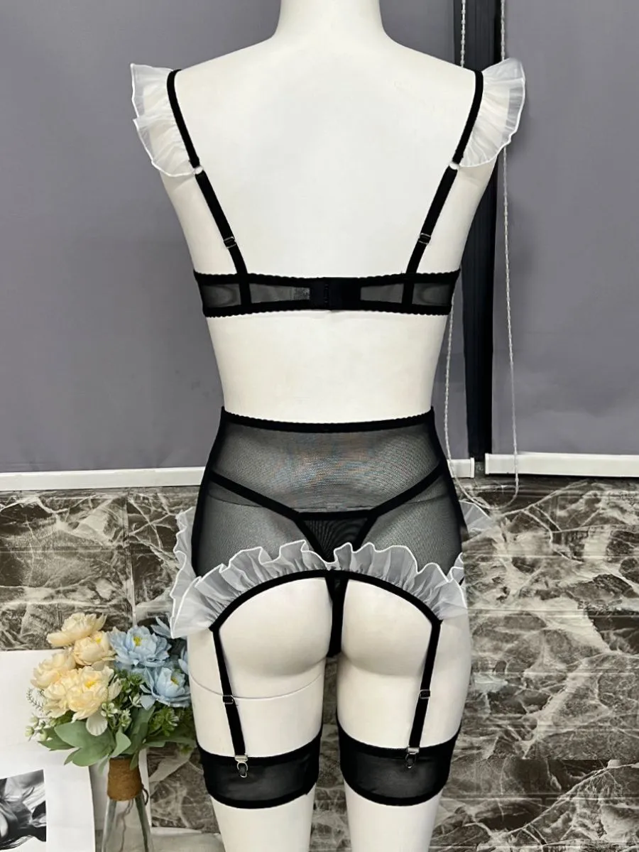 Sheer Maid Garter Belt Set