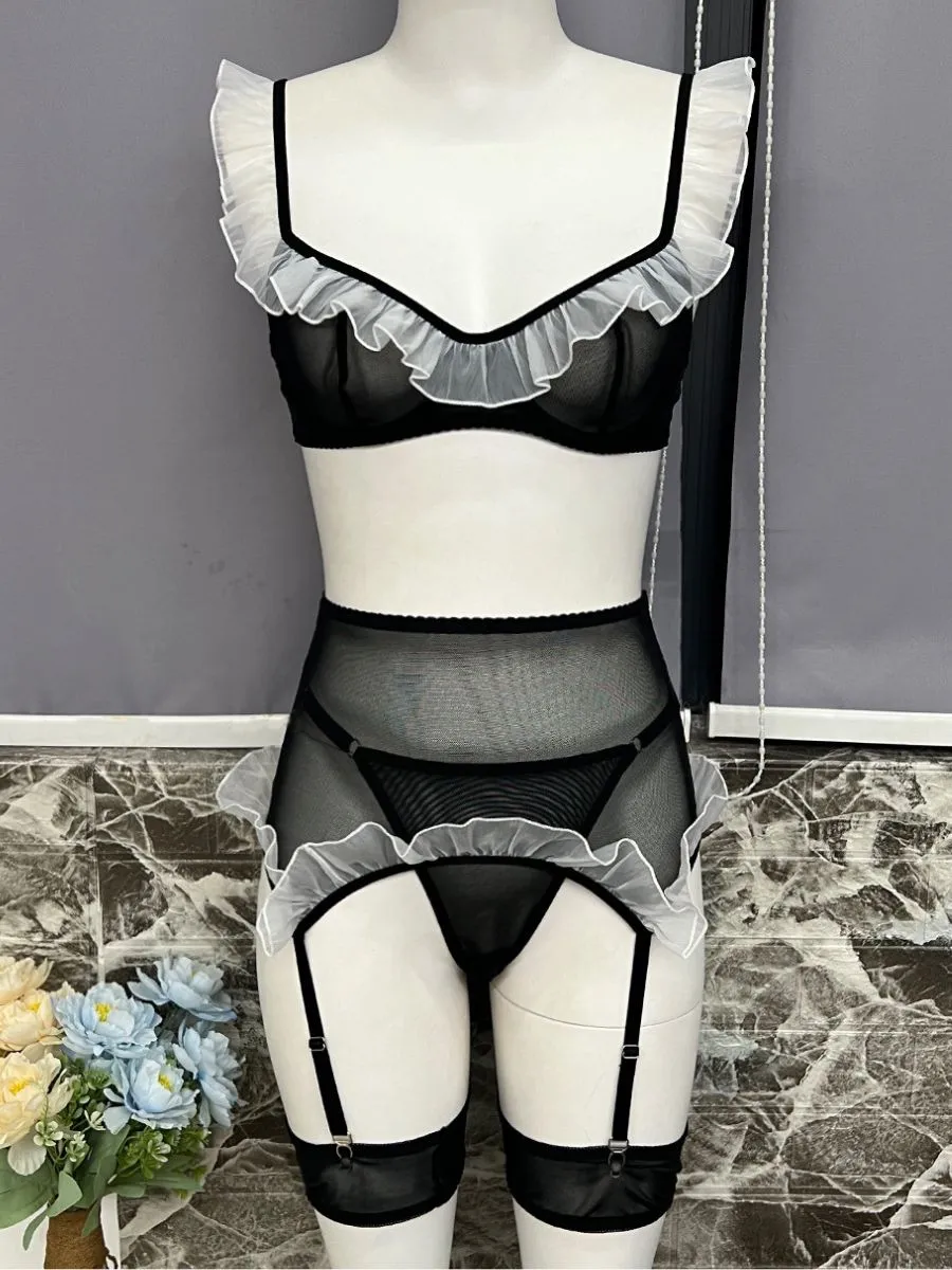 Sheer Maid Garter Belt Set