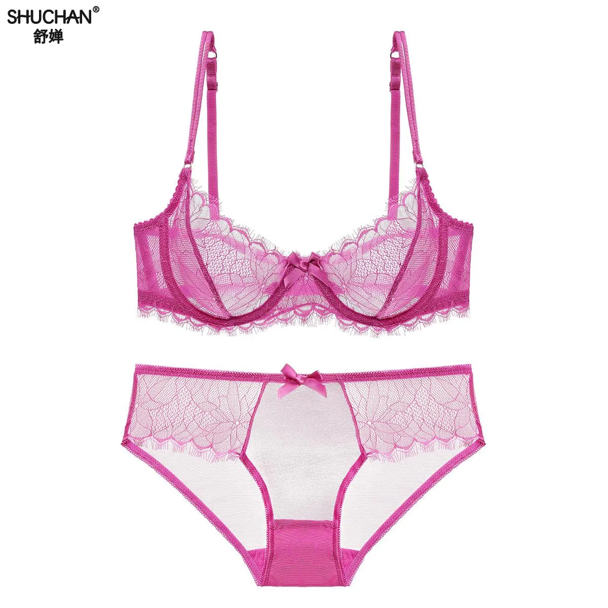 SHUCHAN Hot Women ultra thin bra panty Sales Separated set sexy gauze transparent invisible Set Sexy Lingerie Bra Up Sofe W618