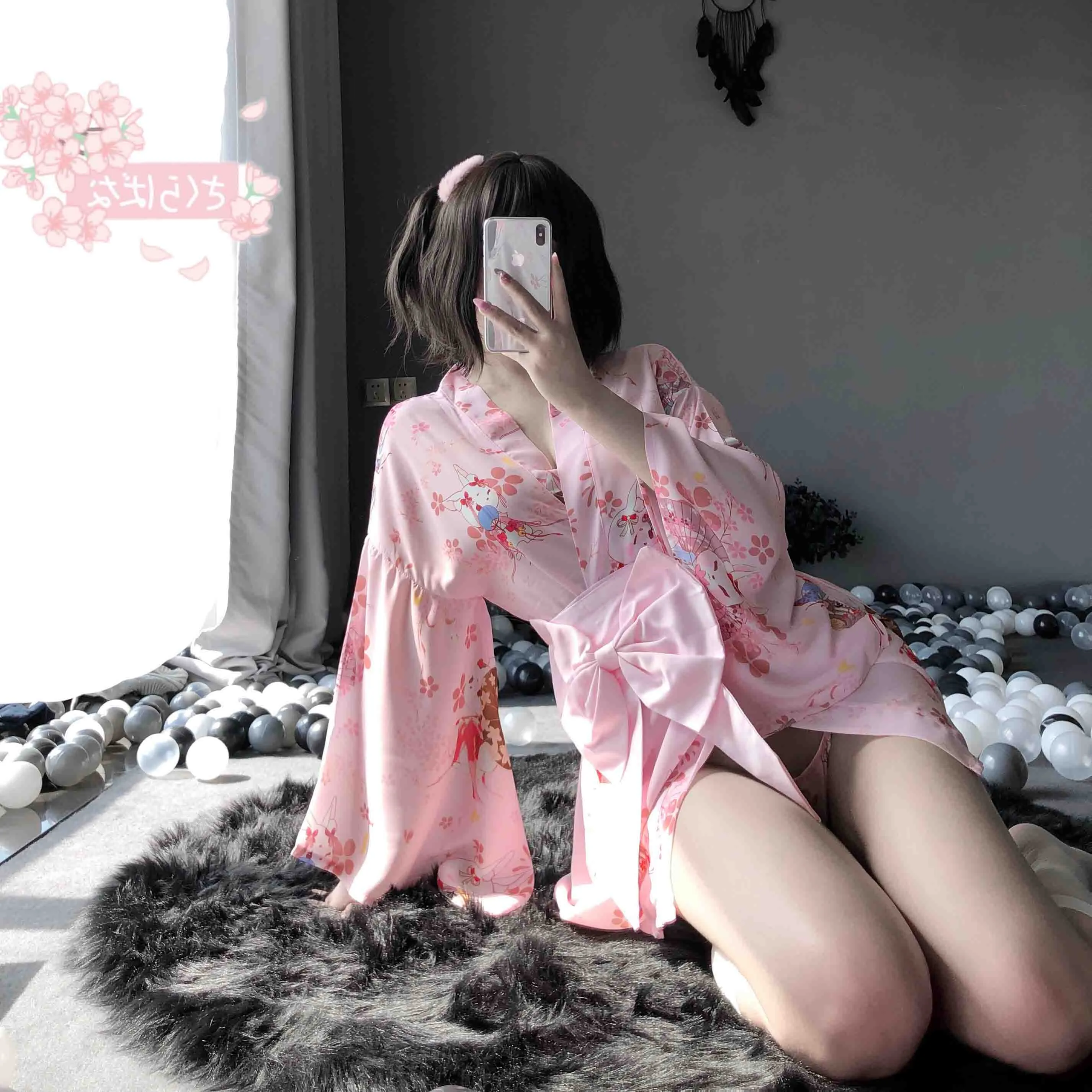 T-1141 Japanese cute open-chest kimono