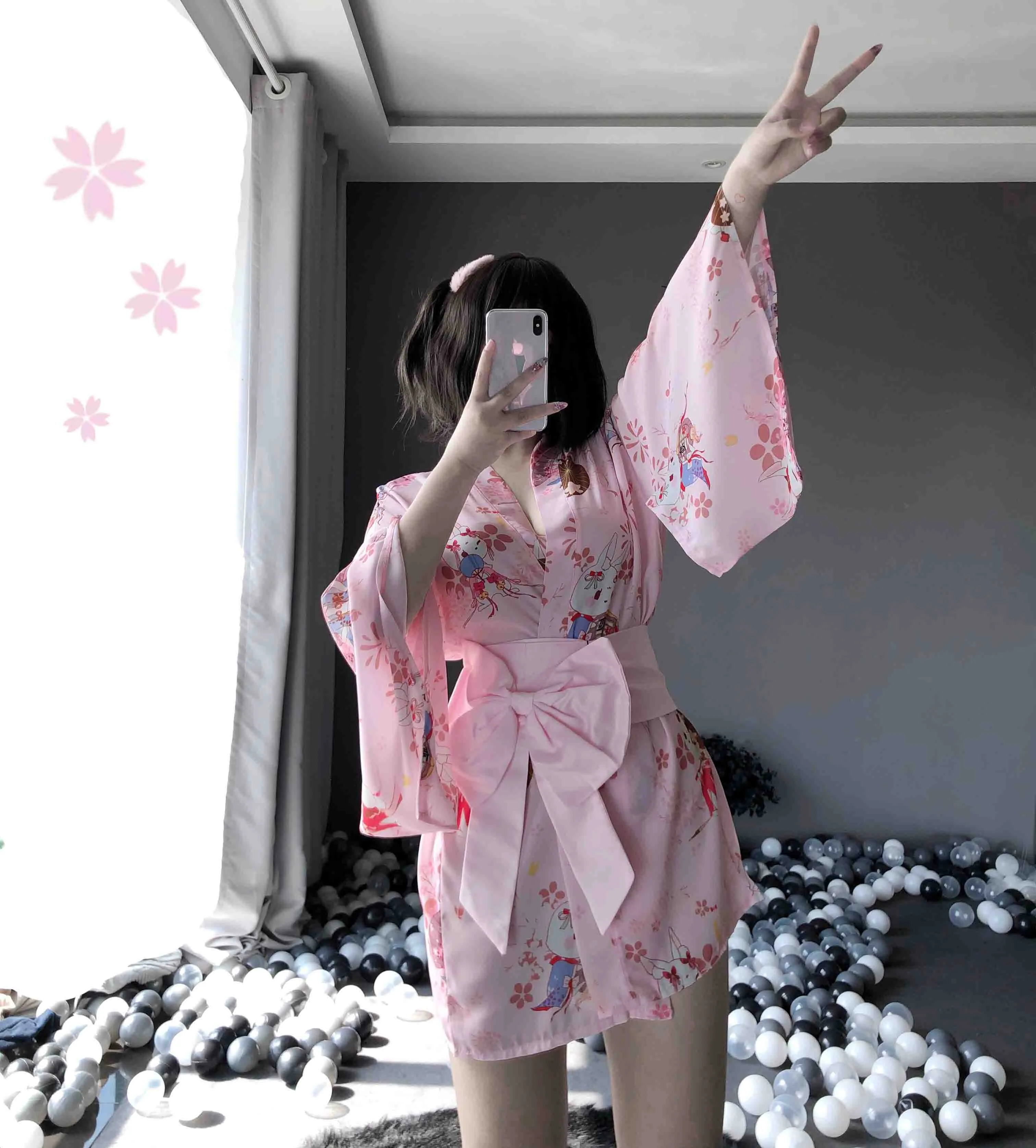 T-1141 Japanese cute open-chest kimono