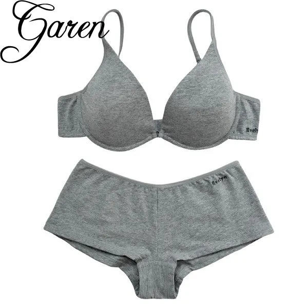 TERMEZY women intimates gray Cotton underwear Top quality bra and panty set push up bralette brassiere lingerie female set