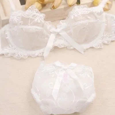 Underwear set thin female sexy push up ultra-thin transparent lace bra sexy lingerie bra and panty set Free Shipping