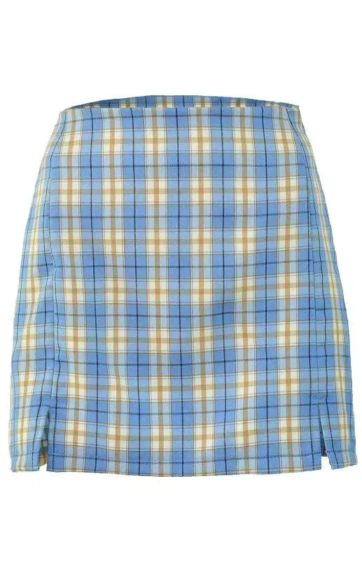 Versatile Sheath High Waist Plaid Skirt with Slit