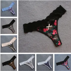 Voplidia Summer Panties Underwear Women Plus Size Bow Sexy Lingerie Panty Thongs and G String Tanga T-back Seamless String PM003