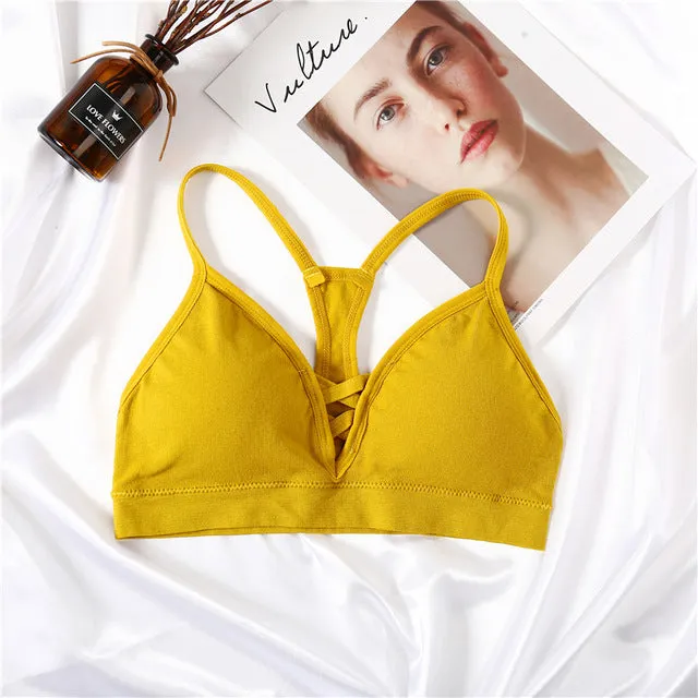Women Bras Top Cotton Bralette Sexy Lingerie Fashion Hollow Brassiere Padded Backless Bra Wire Free Women Wireless Underwear New