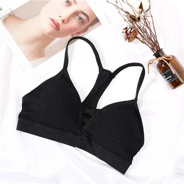 Women Bras Top Cotton Bralette Sexy Lingerie Fashion Hollow Brassiere Padded Backless Bra Wire Free Women Wireless Underwear New