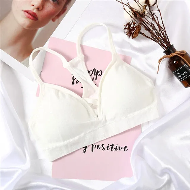 Women Bras Top Cotton Bralette Sexy Lingerie Fashion Hollow Brassiere Padded Backless Bra Wire Free Women Wireless Underwear New