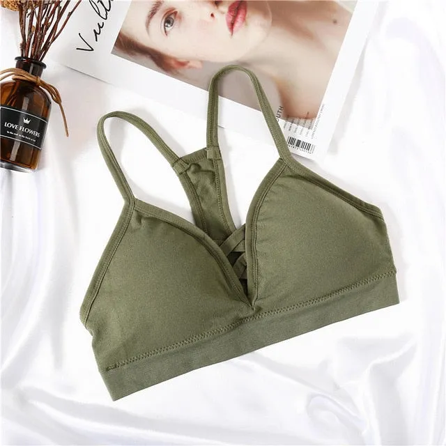 Women Bras Top Cotton Bralette Sexy Lingerie Fashion Hollow Brassiere Padded Backless Bra Wire Free Women Wireless Underwear New