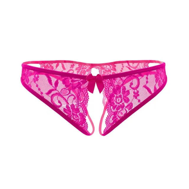 Women Sexy Lingerie hot erotic sexy panties Open Crotch porn lace underwear Crotchless underpants sex wear briefs with bow front