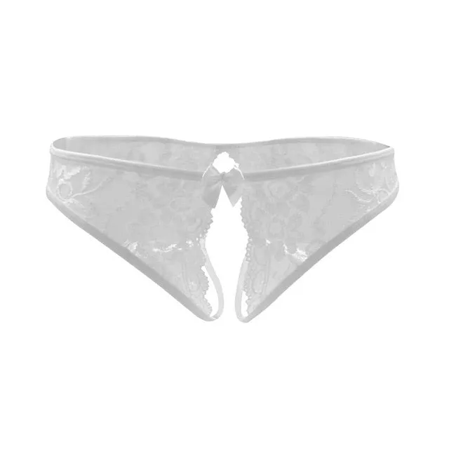 Women Sexy Lingerie hot erotic sexy panties Open Crotch porn lace underwear Crotchless underpants sex wear briefs with bow front