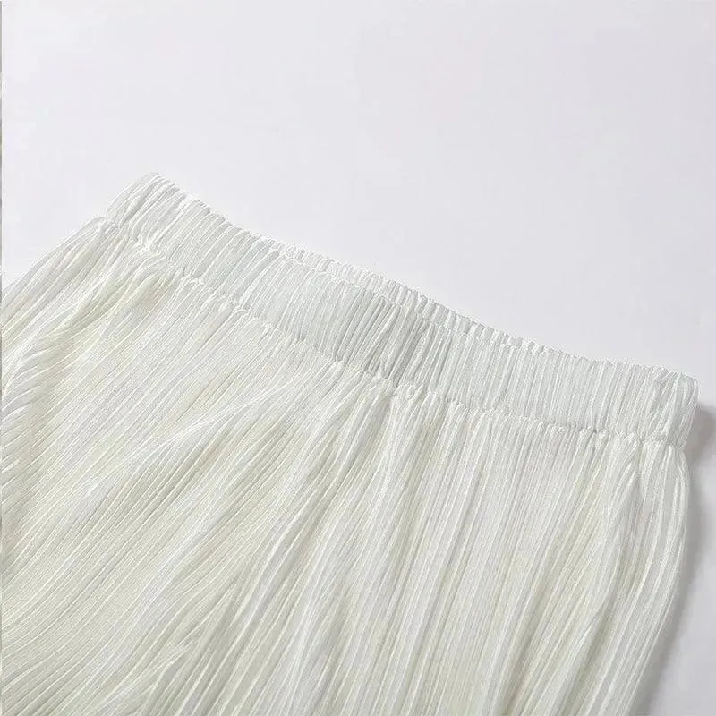 Women Vibrant Pleated Two-Piece Pants Set