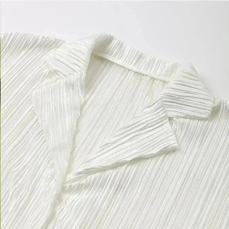 Women Vibrant Pleated Two-Piece Pants Set