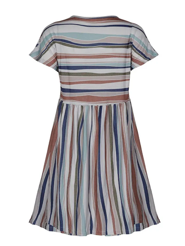 Women's Short Sleeve Casual Striped Dress
