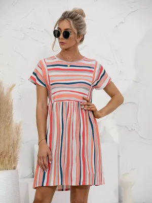 Women's Short Sleeve Casual Striped Dress