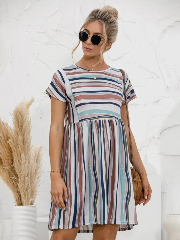 Women's Short Sleeve Casual Striped Dress