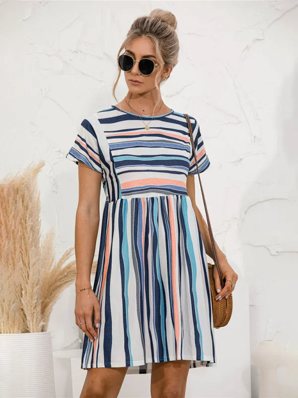 Women's Short Sleeve Casual Striped Dress