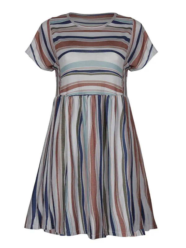 Women's Short Sleeve Casual Striped Dress