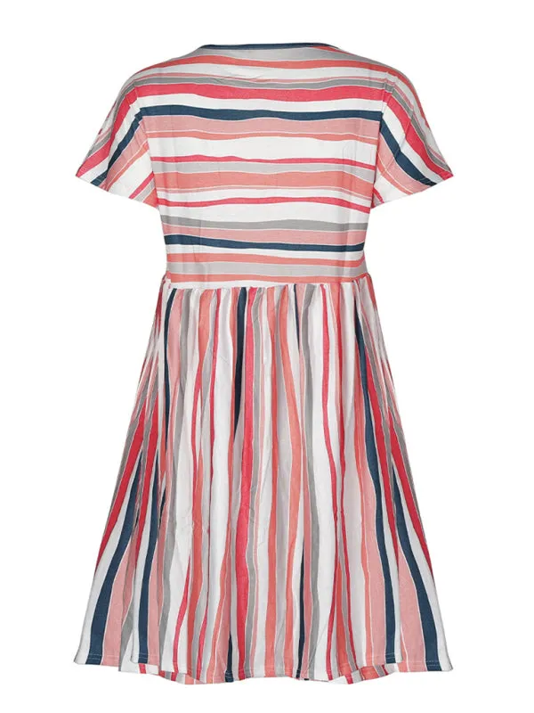 Women's Short Sleeve Casual Striped Dress