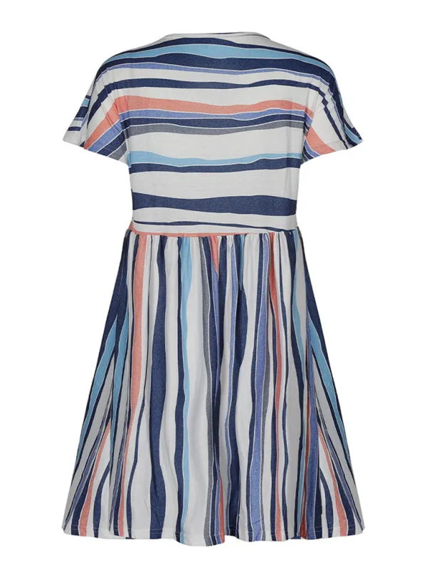 Women's Short Sleeve Casual Striped Dress