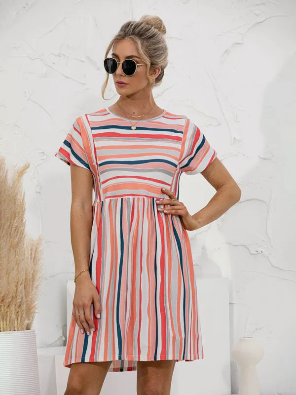Women's Short Sleeve Casual Striped Dress
