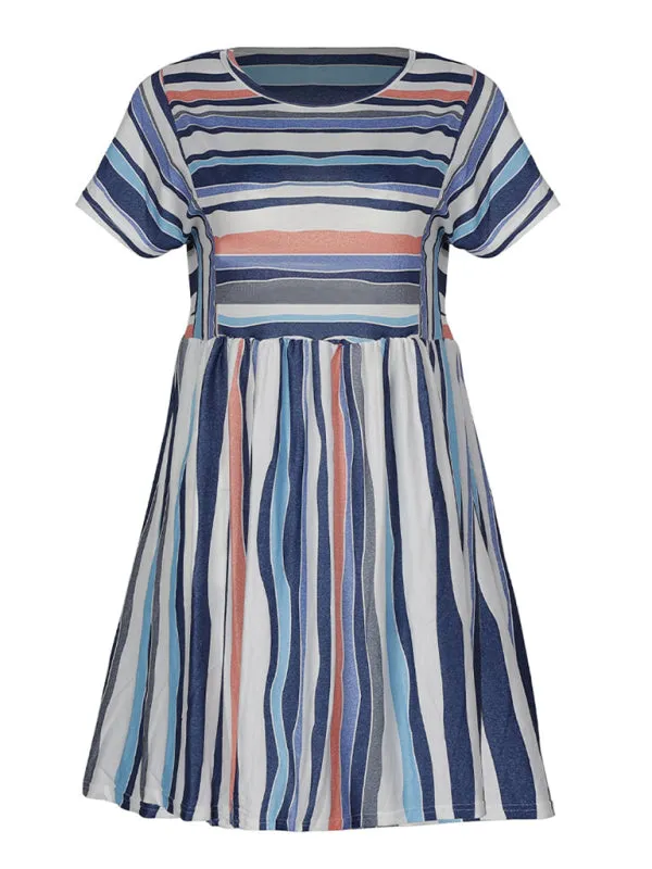 Women's Short Sleeve Casual Striped Dress